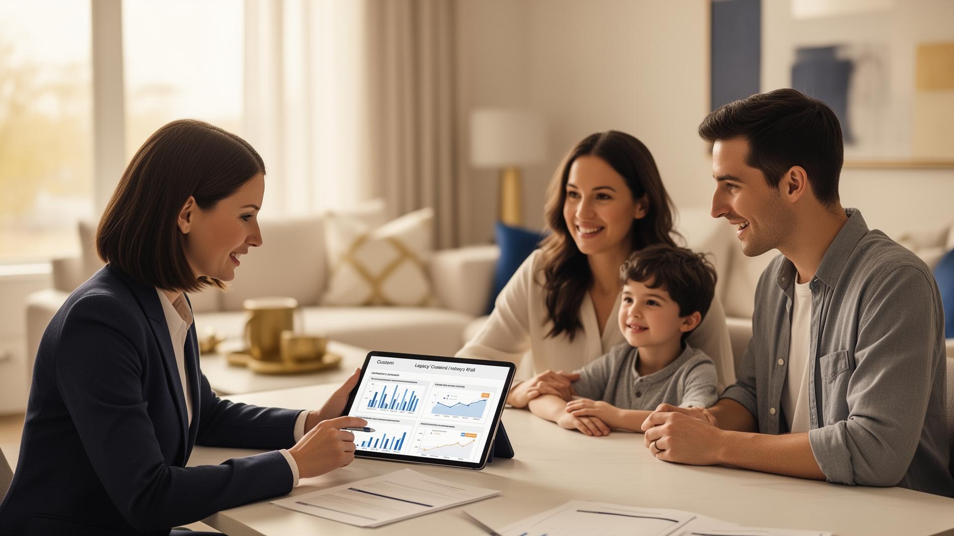 Financial professionals meeting with a client around a laptop