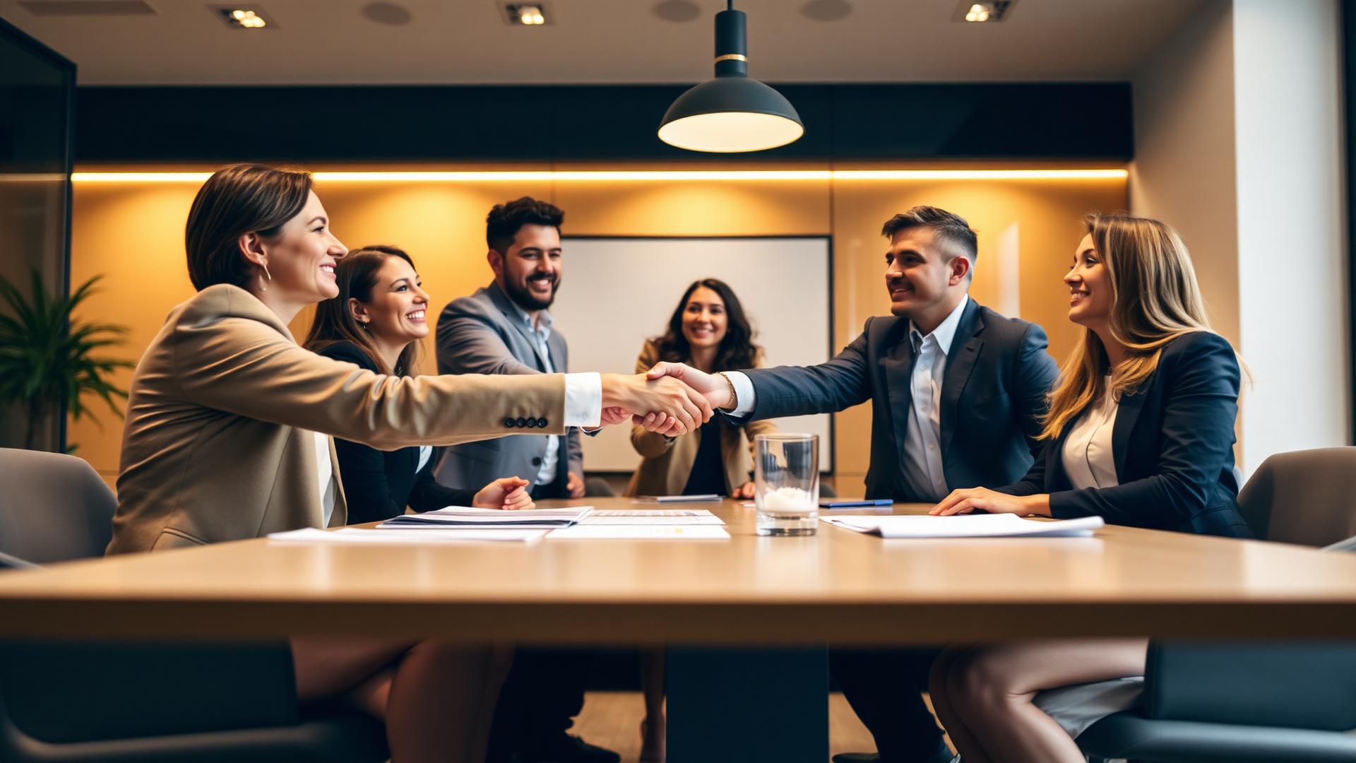 Advisors collaborating in a modern office
